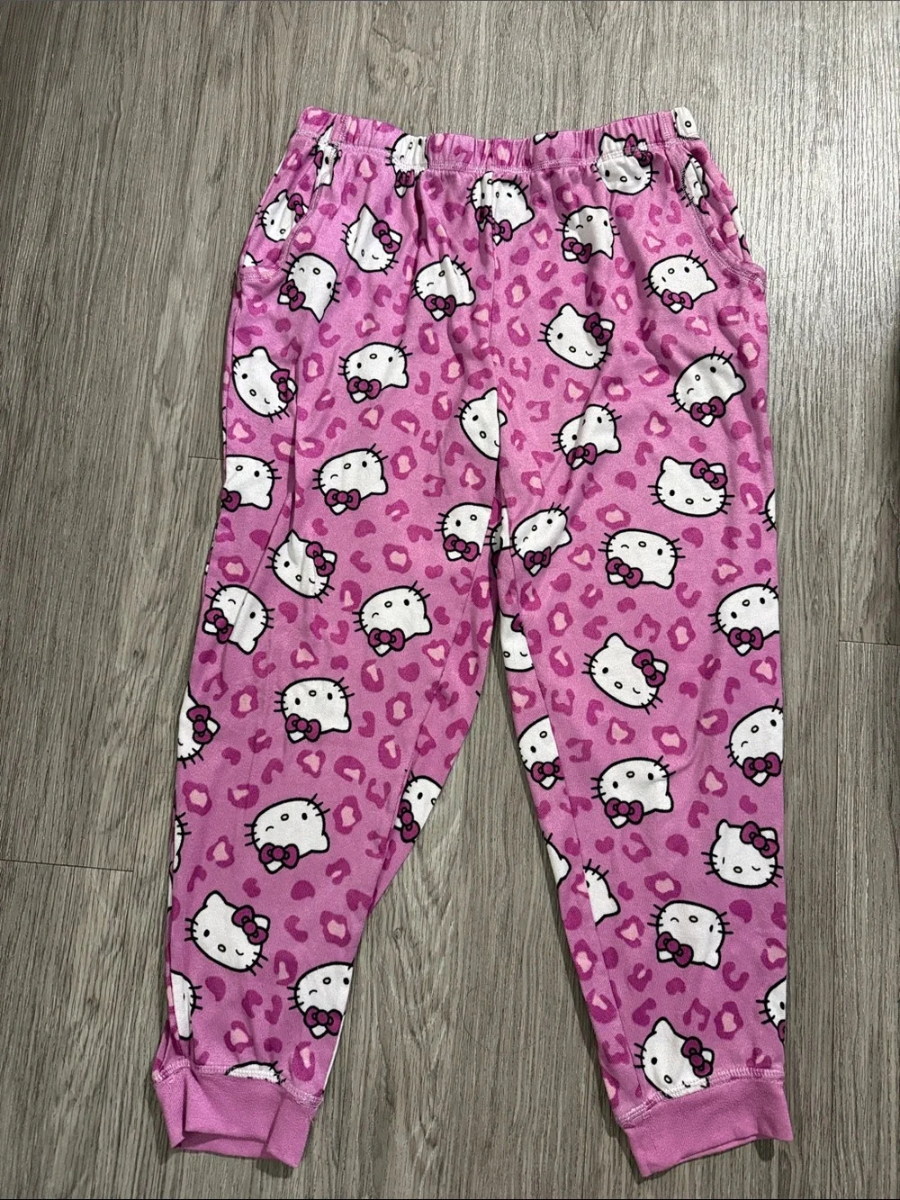Hello Kitty Pink Allover Print Fleece Pajama Pants Sz M 8-10